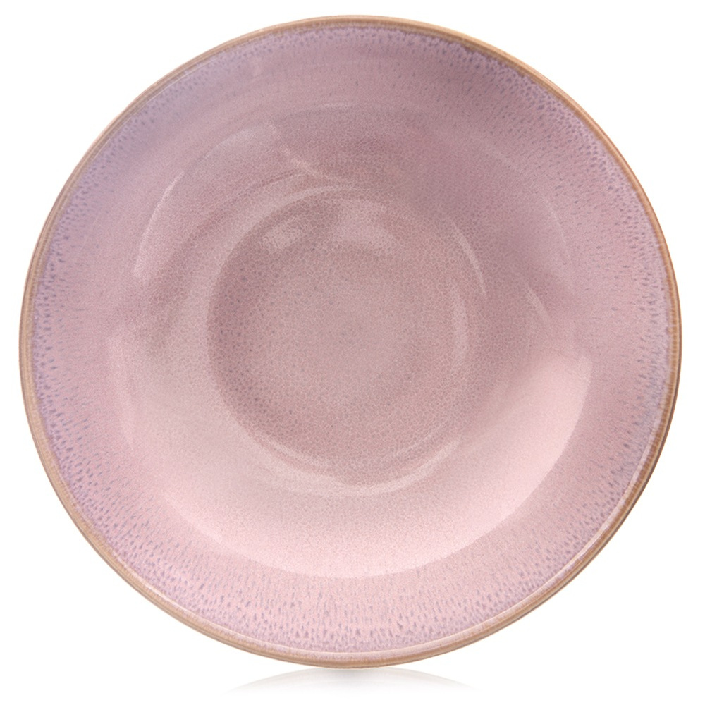 Tiefer Keramik-speiseteller, Rosa Suppenschüssel, 21 Cm