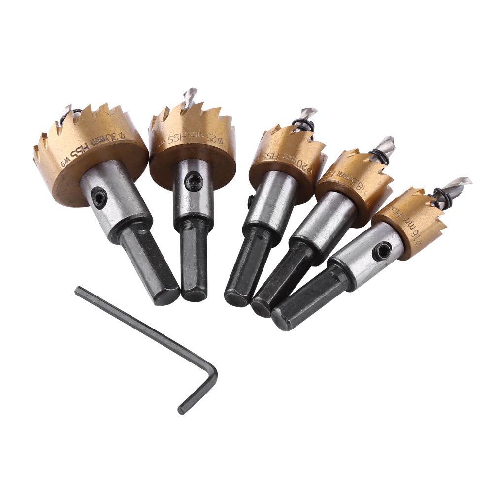 5er-set Hss-titan-lochsägen – 16–30 Mm – Metall – Koffer – Akozon