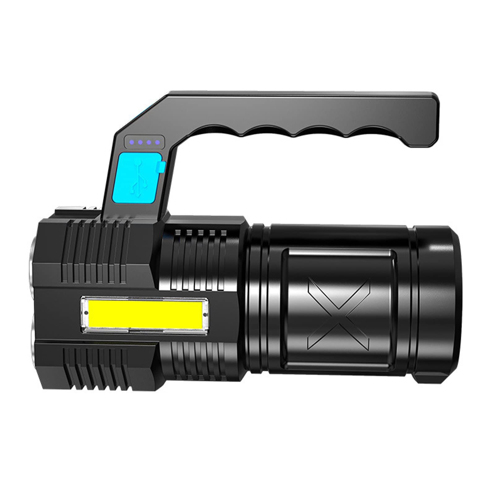 Tragbarer 5-flammiger Scheinwerfer – Wiederaufladbar – Multifunktional, Wasserdicht – Batteriestandsanzeige – 3,7 V