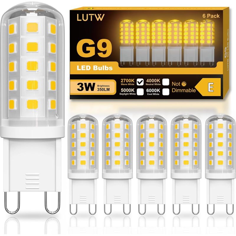 6er-pack G9 Led-lampen – Warmweißes Licht (2700 K) – Nicht Dimmbar, Flimmerfrei – Für Wohnzimmer, Küche, Schlafzimmer – Warmweiß – 1,55 X 5 Cm