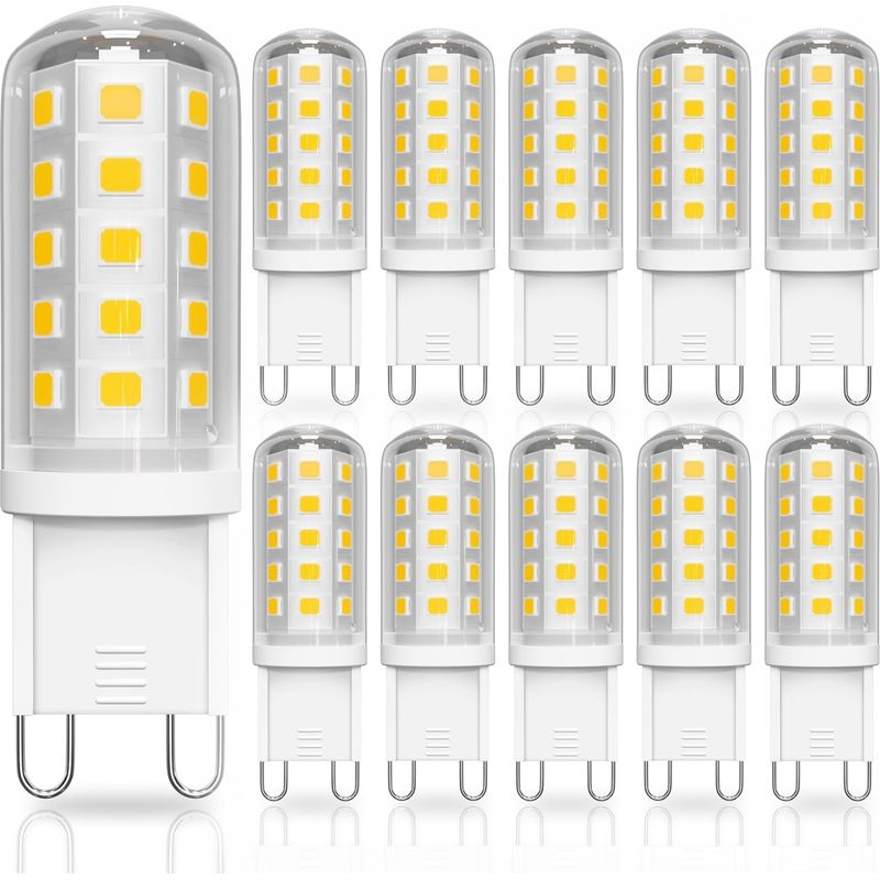 10er-pack G9 Led-lampen – Warmweißes Licht (2700 K) – 3 W (entspricht 30–40 W) – Nicht Dimmbar, Flimmerfrei – Für Wohnzimmer, Küche, Schlafzimmer – Warmweiß – 1,55 X 5 Cm