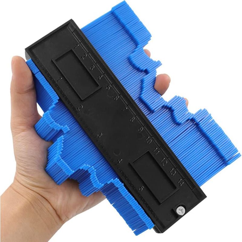 1 - Konturenlehre - Profilkopierer - Abschließbares Abs-messwerkzeug Für Heimwerker Und Holzbearbeitung - Blau - 14 X 1,5 Cm