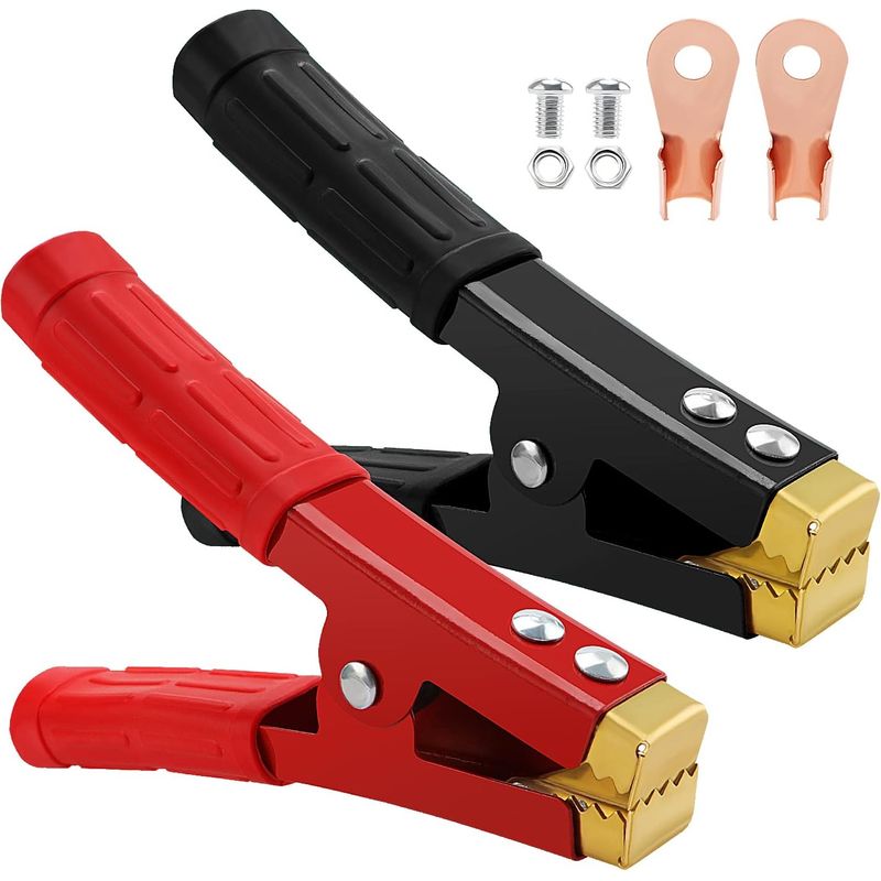 2-teilige Krokodilklemmen, 1000 A, Reinkupfer, 152 Mm, Rot/schwarz, Für Autobatterien