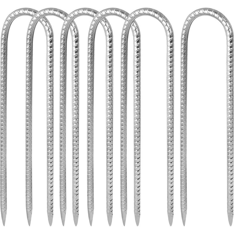 6 U-förmige Bodenanker, Verzinkter Stahl, 30 Cm, Mit Zugespitzter Spitze, Für Zelte, Campingmarkisen, Trampoline