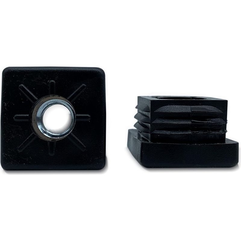 4 – Vierkant-gewindestopfen – Endkappe Für Vierkantrohr – Verstellbare Fußbefestigung – Für Aluminiumtore Und -möbel – Schwarz – 40 X 40 Mm