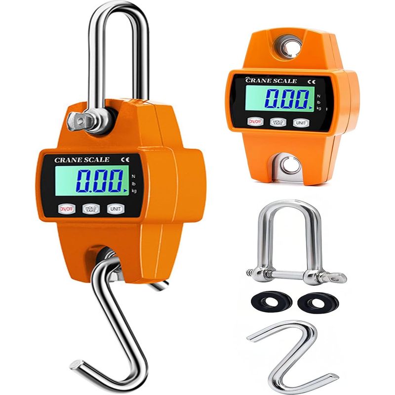 1 - Kranwaage - Hängewaage - Hintergrundbeleuchtetes Lcd-display - Tragkraft 300 Kg, Genauigkeit 0,05 Kg - Für Gepäck, Angeln, Industrie - Schwarz - 20 X 10 X 5 Cm