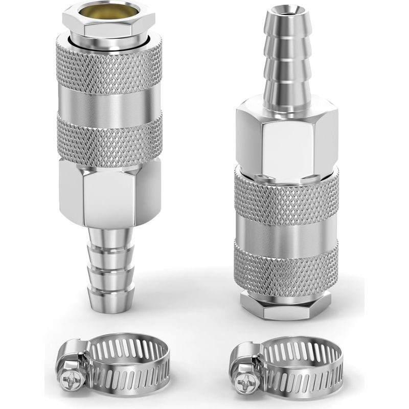 2 Stück – Schnellkupplung – Luftkupplung – Vernickeltes Eisen – Für Kompressoren Und Druckluftwerkzeuge – Für Garage Und Haushalt – Silber – 10 Mm
