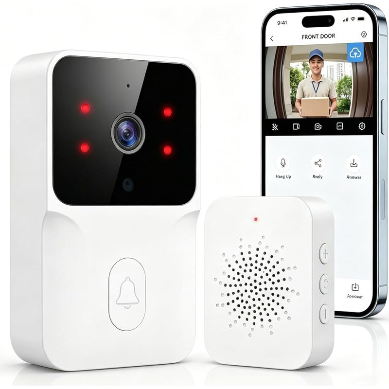 1 Kabellose Video-türklingel, 1080p-kamera, Nachtsicht, Zwei-wege-audio, Personenerkennung, Für Den Außenbereich