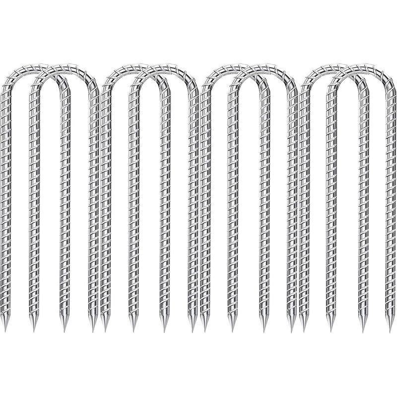 8 U-förmige Bodenanker, Verzinkter Stahl, 30 Cm, Für Zelt, Trampolin, Garten