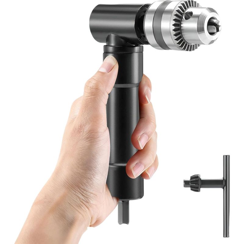 1 X Bohrfutteradapter – 90°-winkelbohrer – Schnellspannsystem 1–10 Mm – Maximales Drehmoment 25 Nm – Für Enge Und Kompakte Bereiche – Silber – 8 X 8 X 10 Cm