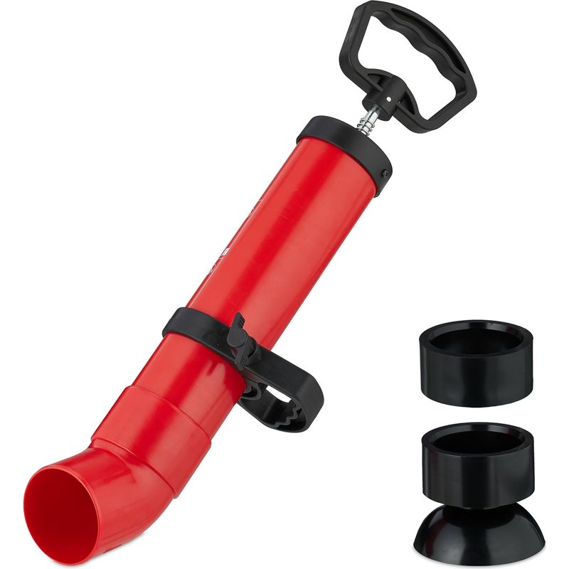 1 - Pumpenbetriebener Abflussreiniger - Abflusszubehör - Mechanisch, Chemikalienfrei - Für Dusche, Waschbecken, Spüle - Schwarz Und Rot