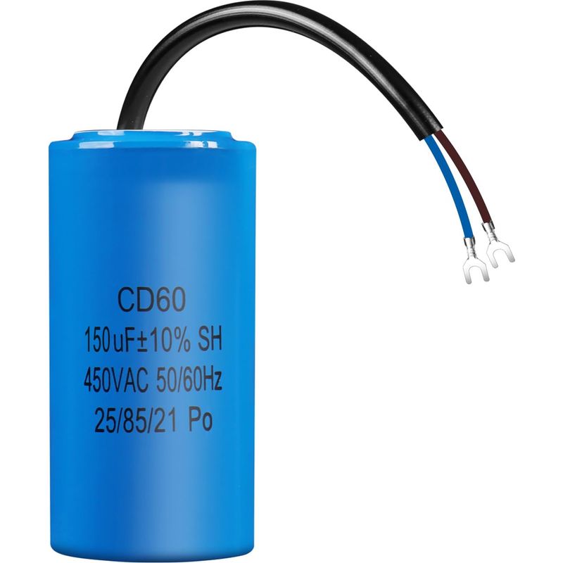 1 Anlaufkondensator – Inklusive Kabel – Für Elektromotor – Kühlschrankpumpe/generator – 450 V, 150 Μf – Schwarz