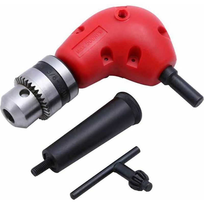 1 – Winkelbohradapter – 3-backen-bohrfutter – 9,5-mm-schaft – Für Enge Ecken Und Beengte Stellen – Rot Und Schwarz – 12,5 X 9 X 6,5 Cm