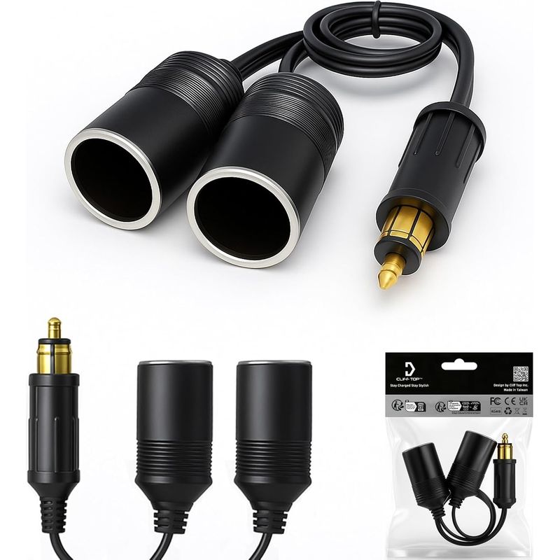 1 Zigarettenanzünderadapter, Hella Din-konverter, Doppelausgang, 24 Cm Verlängerungskabel, Für 12-v- Und 24-v-fahrzeuge