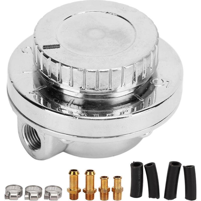 1 - Kraftstoffdruckregler - Universell Einstellbares Set - Präzise 1-5 Psi-regelung Für Vergaser - Aluminiumlegierung - Schwarz - 8 Mm X 10 Mm
