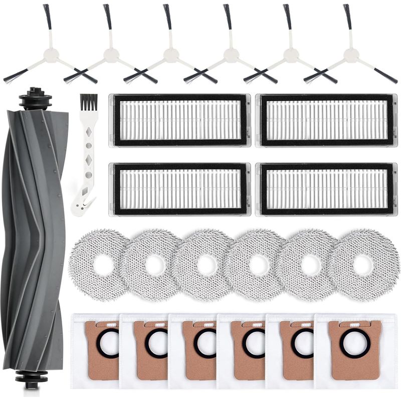 24 Zubehörteile Für Den Dreame L20 Ultra Saugroboter – Hauptbürste, Filter, Tücher, Staubbeutel, Seitenbürsten, Boden- Und Teppichreinigung, Schwarz Und Grau