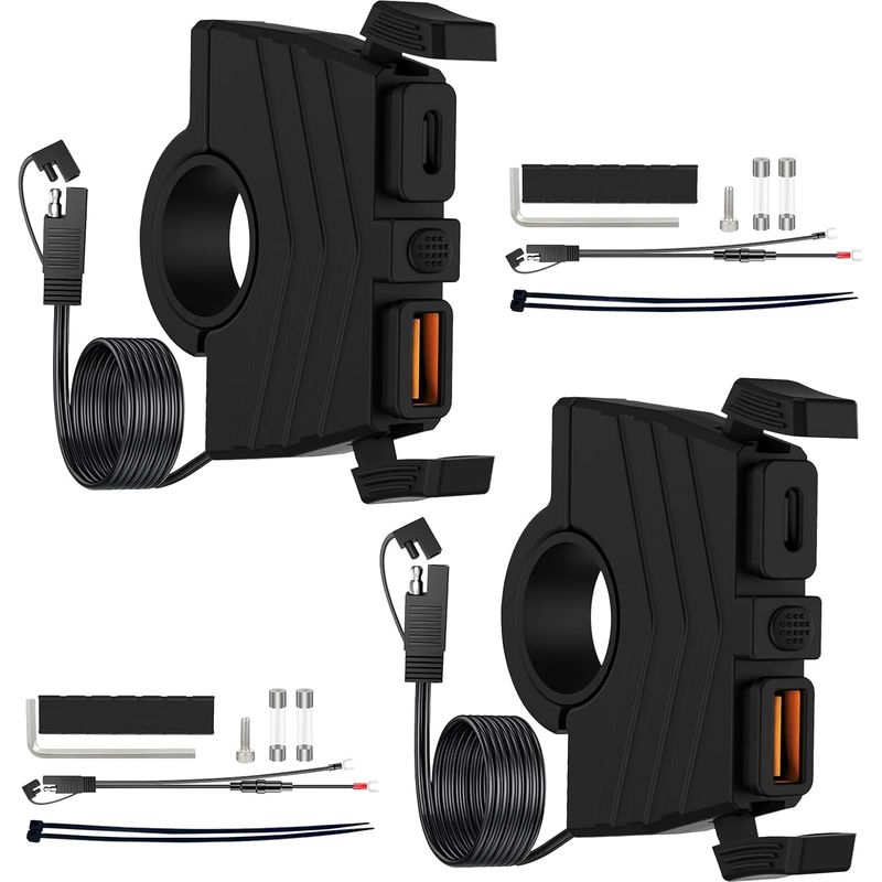 2er-pack Usb-c-adapter, 54-w-motorradladegerät, Ip65 Wasserdicht, Qc3.0 Und Pd, Für 12-24-v-lenker