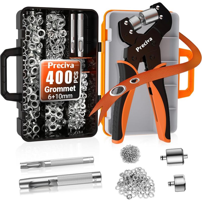 1 Ösenzange, 6+10 Mm Magnetkopf, 400 Ösen, 2 Scheren, Werkzeugkasten, Für Pvc-planen