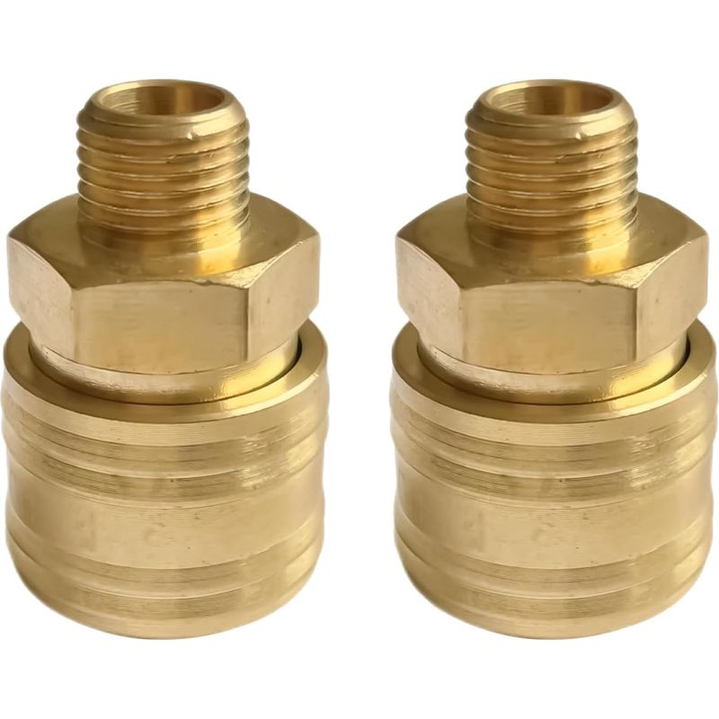 2 Stück – Schnellkupplung – Pneumatikanschluss – 1/4-zoll-außengewinde – Dn 7,2 – Messing Mit Rückschlagventil – Für Kompressoren Und Werkzeuge – Gold – 1/4 Zoll