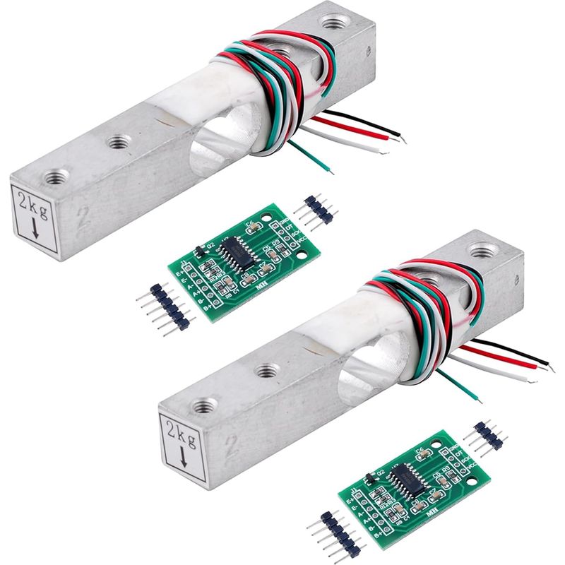 2 Sets – Wägezelle – Hx711-modul – 2 Kg Hochpräziser Wägesensor Für Arduino-diy-elektronikwaagen, Schwarz, 12,7 X 12,7 X 80 Cm