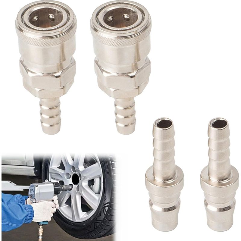 4 Stück – Schnellkupplung – Pneumatikdüse – Stecker Und Buchse Mit Integriertem Ventil Für Luftkompressoren, Gartengeräte, 8 Mm Stahl
