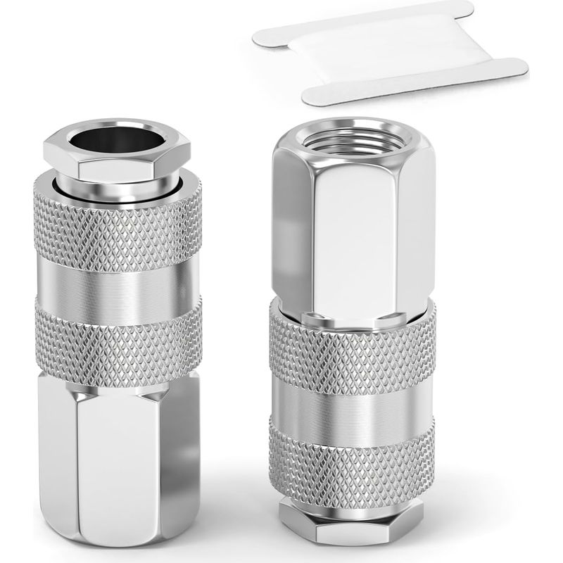 2 Stück – Schnellkupplung – Luftkupplung – 1/2"-bsp-innengewinde – Für Kompressoren Und Druckluftwerkzeuge – Vernickelt – Silber