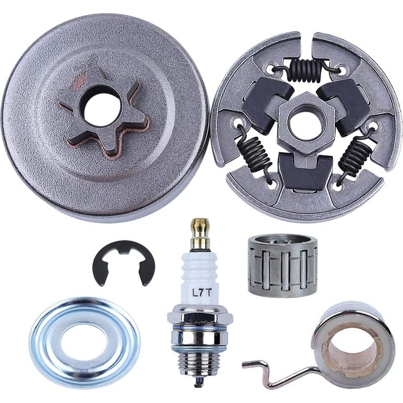 1 - Kettenrad - Kupplung - Reparatursatz Für Stihl 017 Ms170 Kettensäge - Inklusive Lager Und Zündkerze - Silber - 3/8