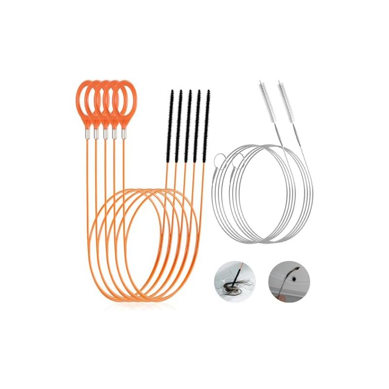 7-teiliges Abflussreinigungsset: Bürste, Flexible, Bruchfeste Abflussspirale 76 Cm & Reinigungsbürste 150, Spülbeckenreiniger Für Küche, Dusche, Badewanne Und Rohre -