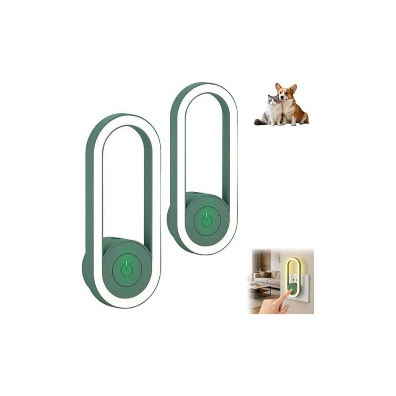 Reno 2er-pack Ultraschall-steckdosengeräte Mit Sanfter Kontrollleuchte, Unterstützungsgerät Für Den Einsatz Zu Hause Für Hunde Und Katzen, Leiser Betrieb, Einfache Bedienung (2 Grüne Stück)