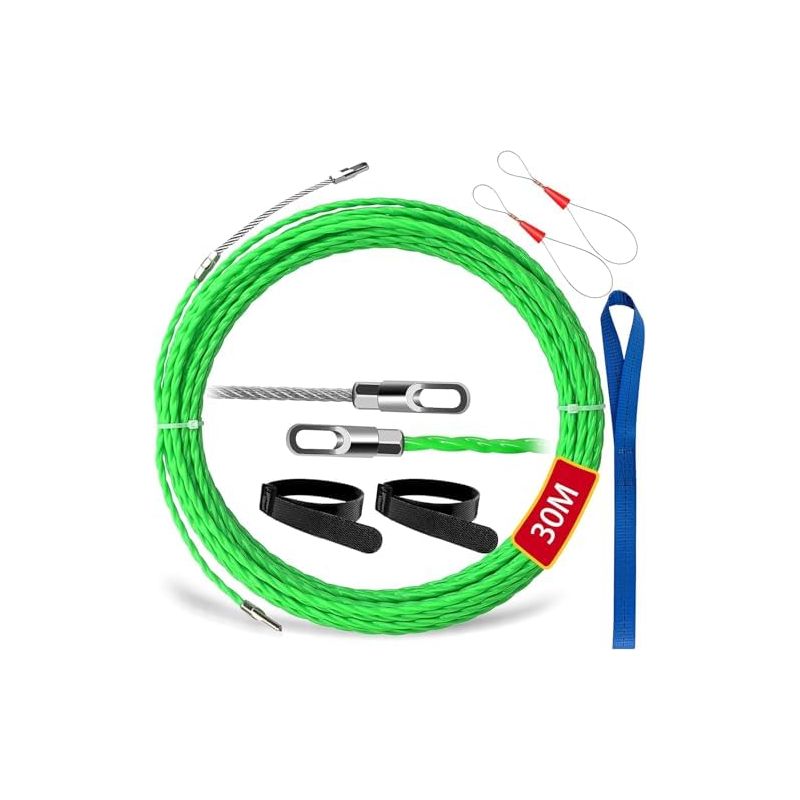 30 M Langes Einziehband Für Elektriker, 4,5 Mm Durchmesser, Kabelzieher Mit Flexiblem Führungskopf, Für Die Kabelinstallation (30 M) -