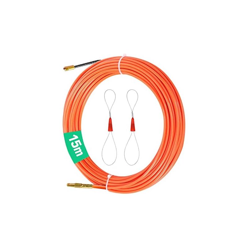 Kabeleinzieher Für Elektriker Mit 2 Führungsfedern, 15 M Einziehband Für Elektrokabel (3 Mm Durchmesser) Und 15 Cm Flexiblem Kopf