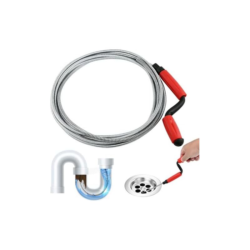 Abflussspirale Mit Kurbelgriff, 5 M × 6 Mm Spirale Zur Beseitigung Hartnäckiger Verstopfungen, Für Abflüsse Von Toiletten, Waschbecken Und Badewannenrohren -