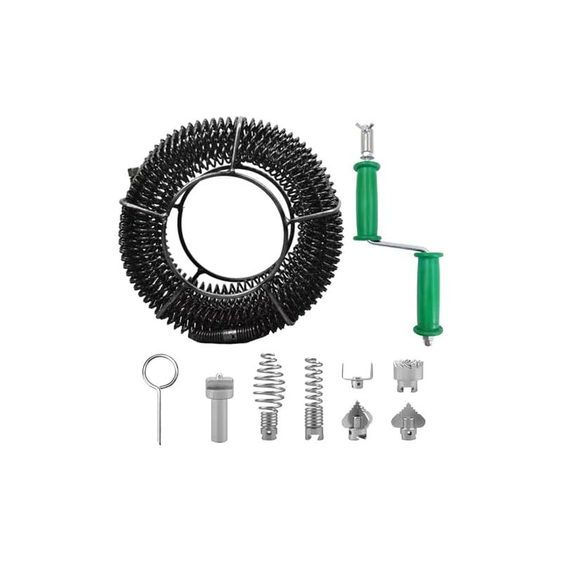M Lange Abflussreinigungsspirale, 16 Mm Durchmesser, Mit 8 Reinigungs- Und Elektroadaptern, Multifunktionaler Abflussreinigungsstollen – 6 M X 16 Mm