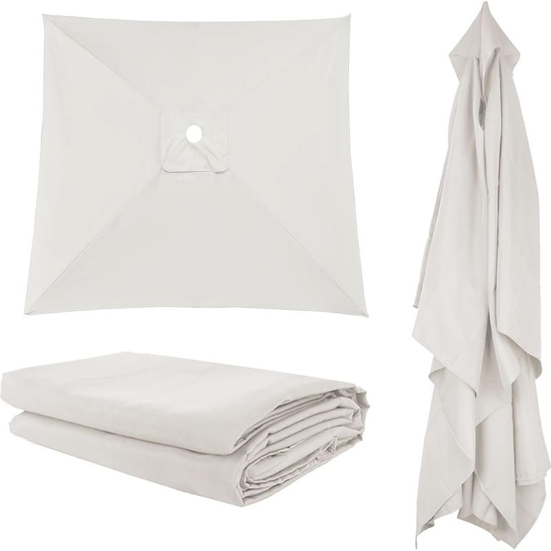 1 Ersatz-sonnenschirmdach – Uv-schutz Und Wasserdicht – Für Garten, Terrasse, Pool – Beige – 300 X 300 Cm