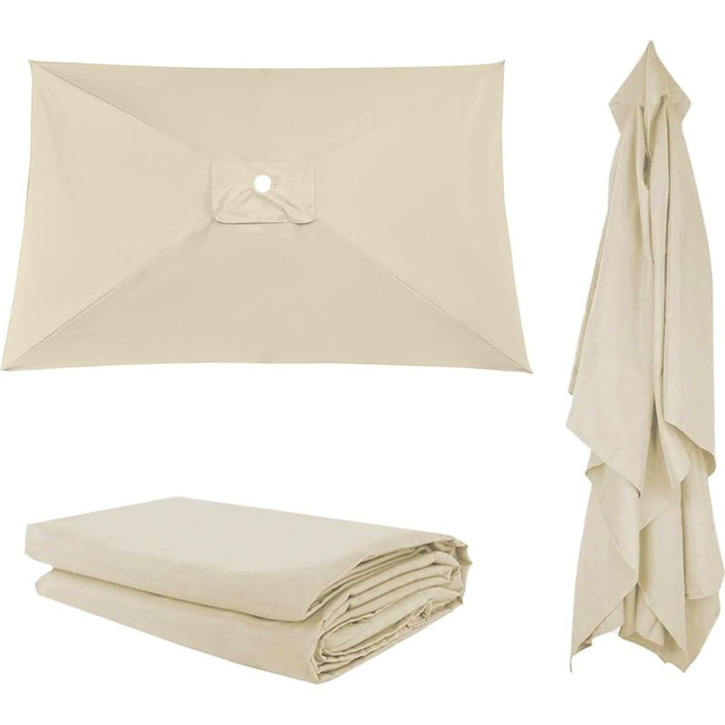 1 Ersatz-sonnenschirmdach – Uv-schutz Und Wasserdicht – Für Garten, Terrasse, Pool – Beige – 200 X 300 Cm