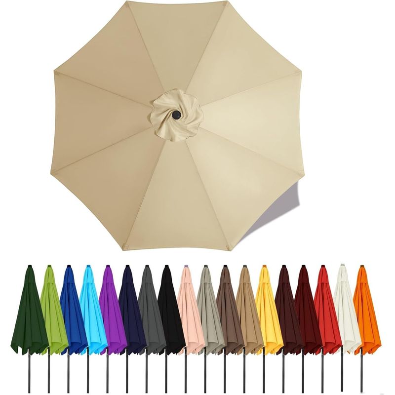 1 - Sonnenschirmdach - Ersatzmarkise - 95 % Uv-schutz Und Wasserdicht - Für Garten, Terrasse, Strand - Beige - 300 Cm - 8 Streben