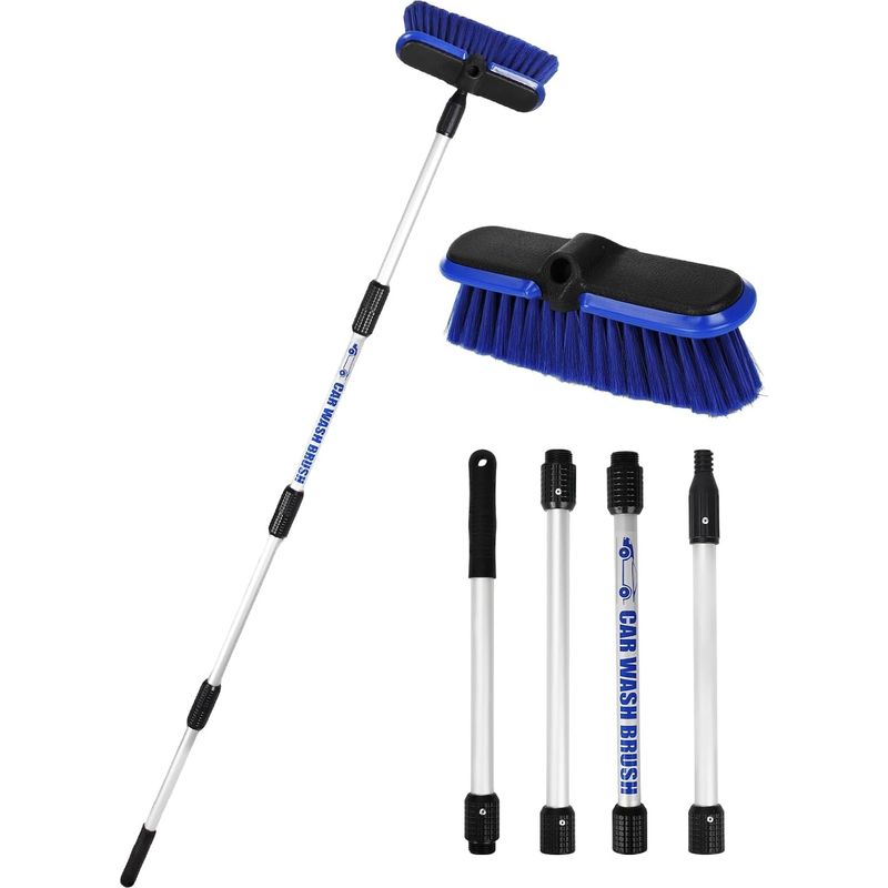 1 Pbt Autowaschbürste, 156 Cm Teleskopstiel, 25,4 Cm Breiter Bürstenkopf, Für Wohnmobil, Lkw, Suv, Boot