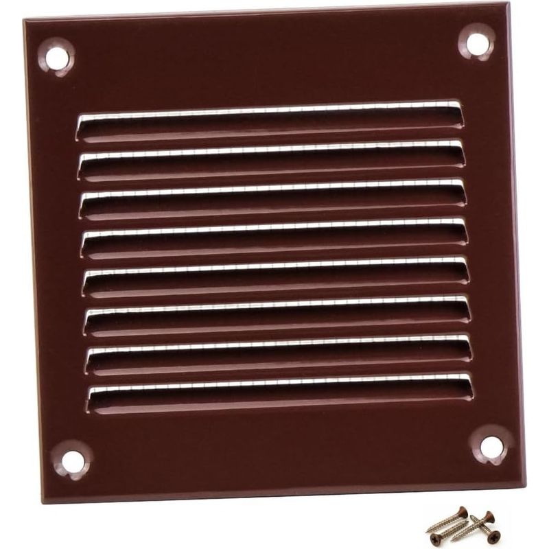 1 - Lüftungsgitter - Luftauslass - Verzinkter Stahl Mit Moskitonetz - Für Wand Und Decke - Braun - 10 X 10 Cm