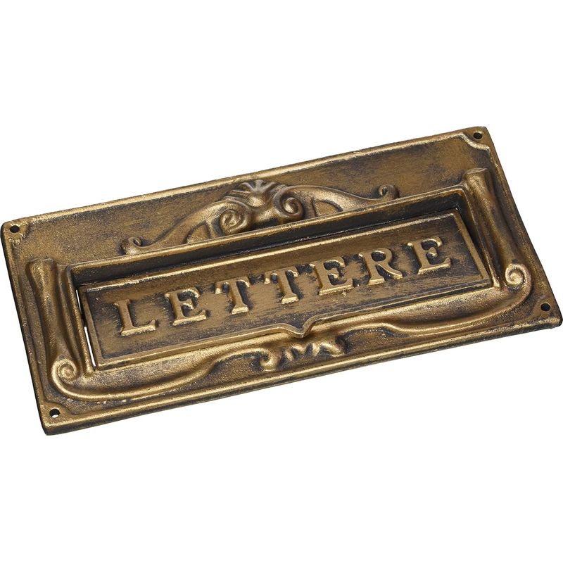 1 - Briefkasten - Aluminium-zink-legierung - Messingfarben - Beschriftung - Außen - Bronze - 30 X 14 Cm