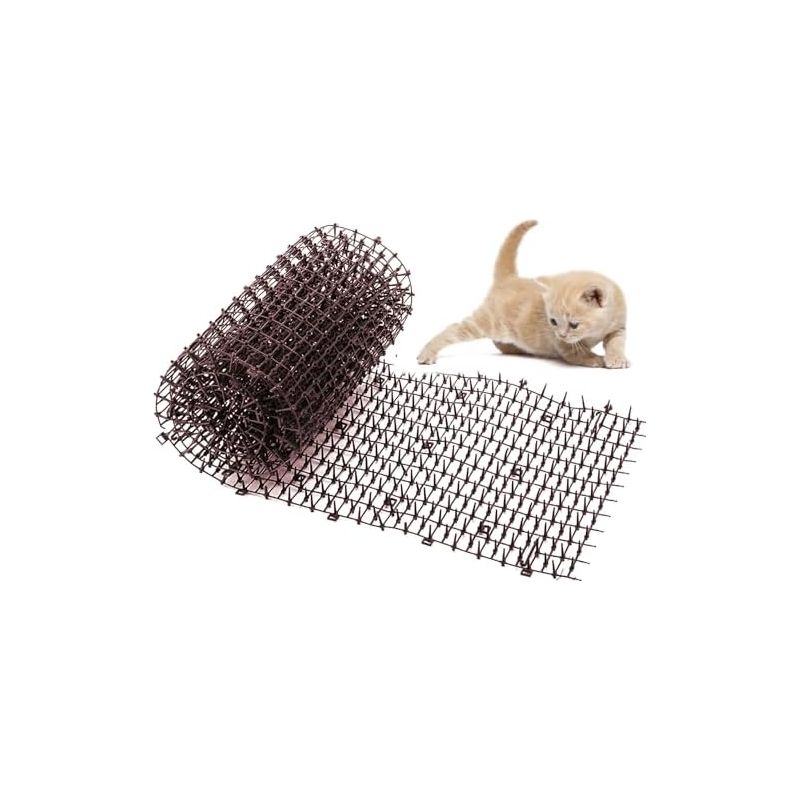 Anti-katzen-matte 200 X 30 Cm, Gartenmatte Aus Kunststoff, Abschreckungsnetz Gegen Katzen, Grabstopper, Wildtierabwehr, Abwehrspitzen, Zaunmatte Für Drinnen Und Draußen, Braun