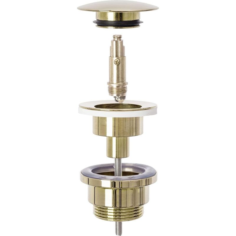 1 - Waschbeckenablauf - Messing - Klick-klack-system Mit Überlauf - Für Badezimmer - Gold - 4,5 Cm