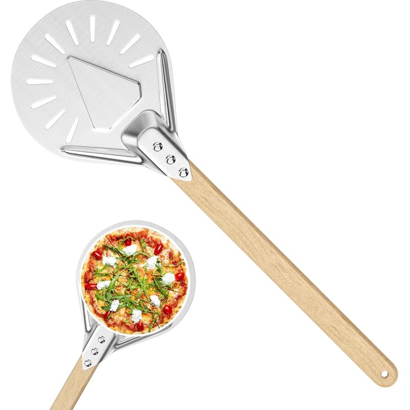 Pizzaschieber, 18 Cm, Hart Eloxiertes Aluminium, Perforiert, Mit Hitzebeständigem Griff, Für Den Backofen