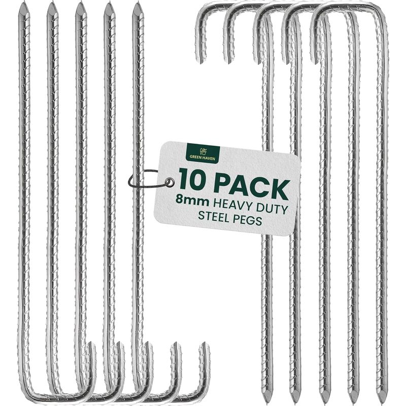 Packung Mit 10 J-förmigen, Verzinkten Stahlzaunpfosten, 8 Mm X 30,5 Cm, Rostbeständig, Für Landwirtschaftliche Zäune Und Gartenzäune
