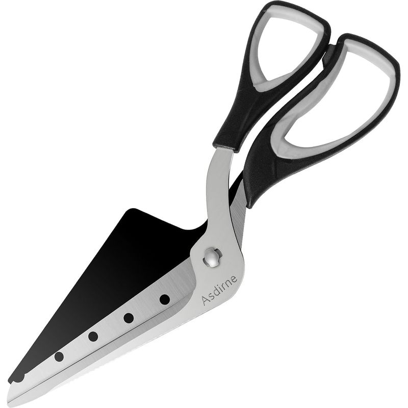 1 Pizzaschere, Klinge Aus Edelstahl, Integrierter Pizzaschieber, Weicher Griff, Küche 27 Cm Schwarz Grau