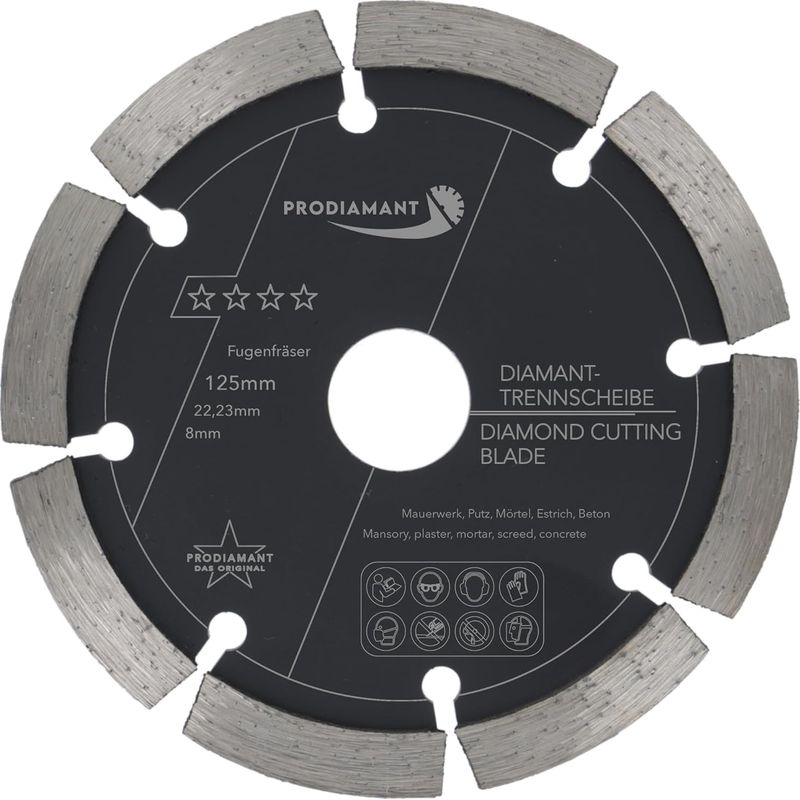 1 - Fugenschneider - Diamanttrennscheibe - Für Mörtel Und Beton - Mauerwerk Und Putz - 10-mm-segment - Grau - 125 X 8 Cm