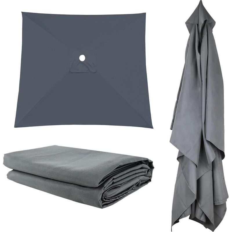 1 Ersatz-sonnenschirmdach – Uv-schutz Und Wasserdicht – Für Garten, Terrasse, Pool – Grau – 300 X 300 Cm