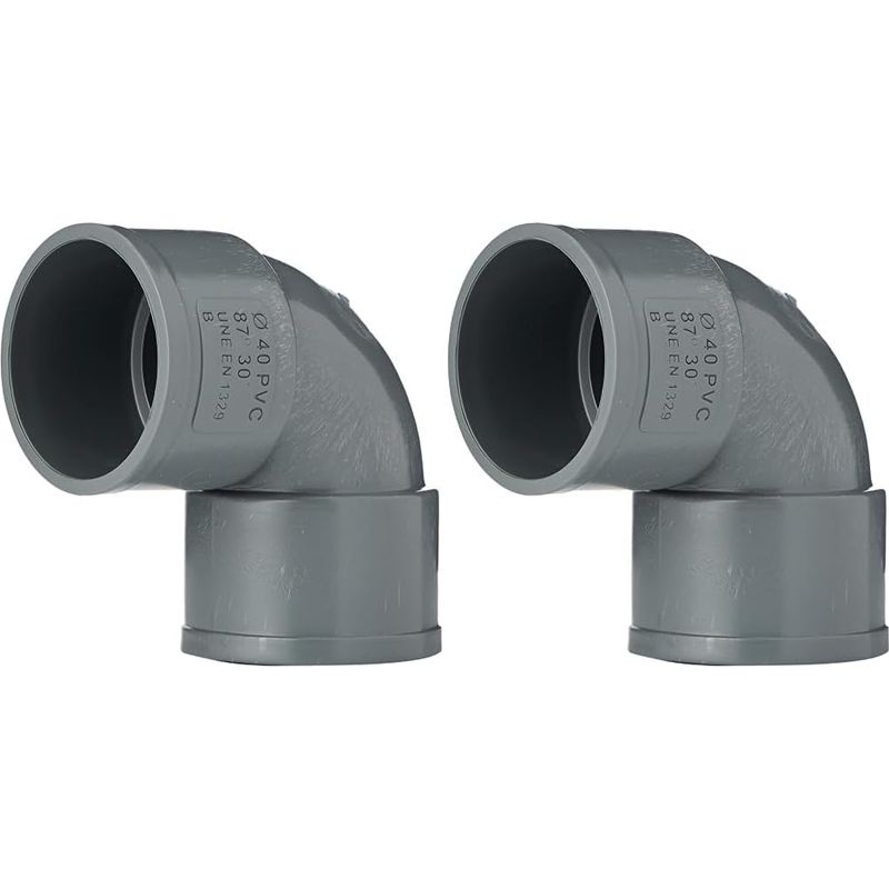 2 Pvc-winkel – 40-mm-anschluss – 87°-winkel – Innengewinde – Für Wasserablauf – Grau – 40 X 40 Mm