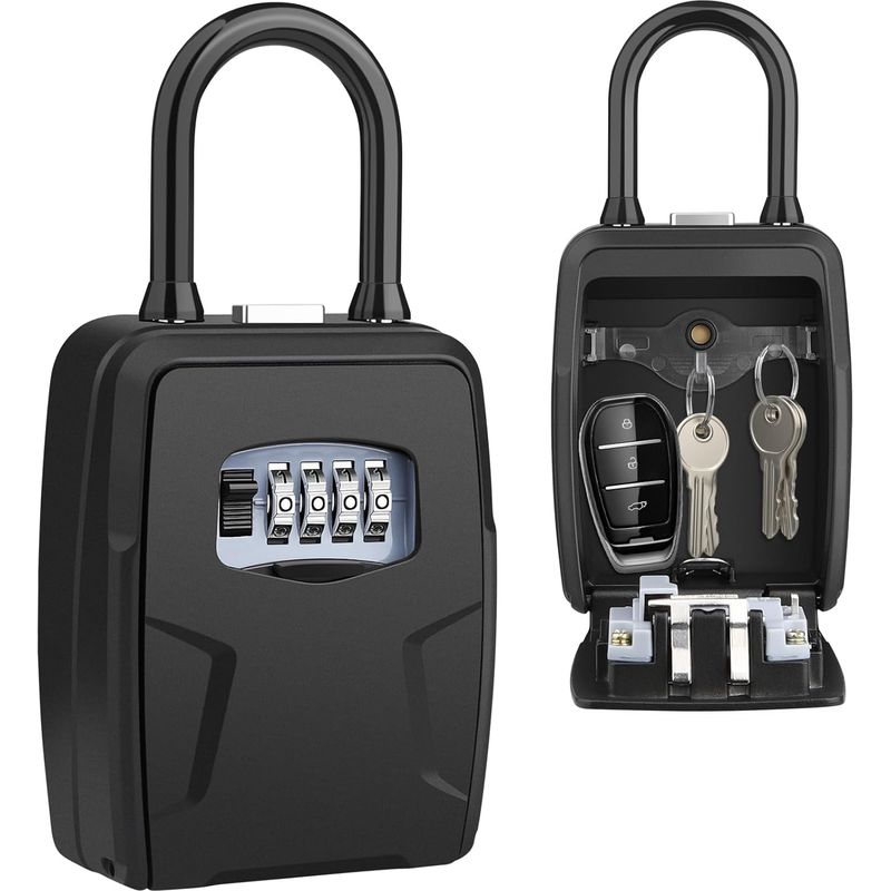 1 Schlüsseltresor – Zahlenschloss – 4-stelliger Code – Sichere Aufbewahrung Für Haus Und Garage – Grau – 12 X 8 X 4 Cm