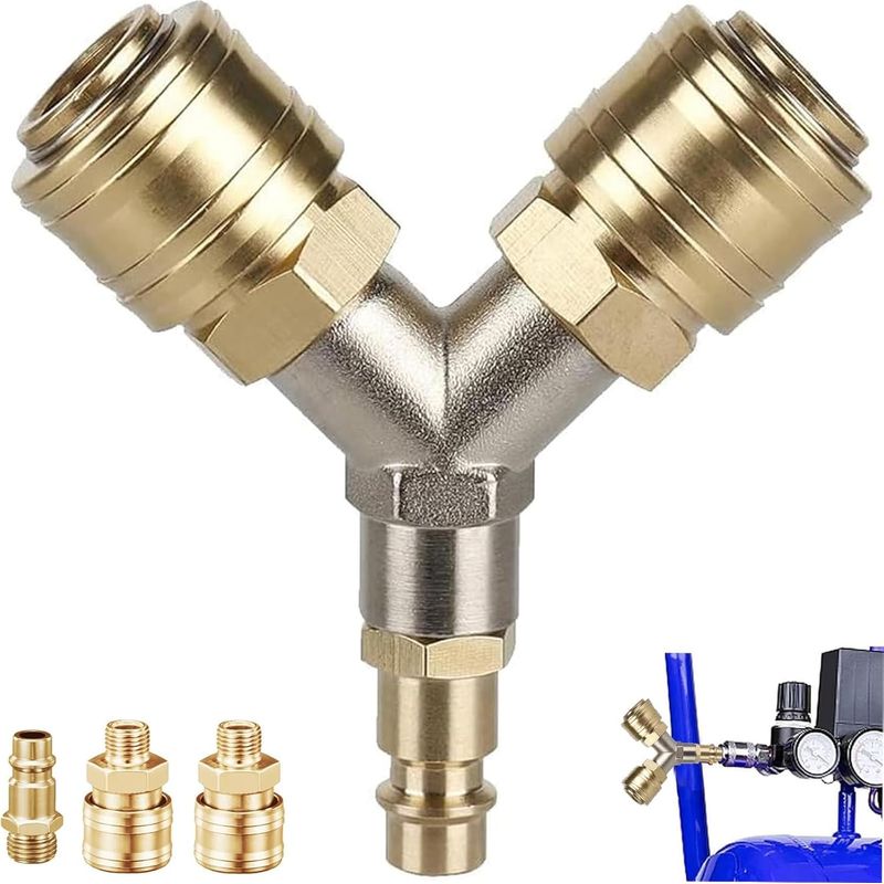 1 Y-verbinder – Druckluftverteiler – 3-wege – Korrosionsbeständig – Für Werkstatt- Und Industrieanwendungen – Messing – 1/4 Zoll