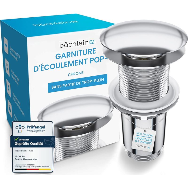 1 - Verchromter Pop-up-spülbeckenablauf - Klick-klack-system Ohne Überlauf Mit 3 Universaldichtungen Für Waschbecken Und Becken Im Badezimmer - Chrom - 1,25 Zoll